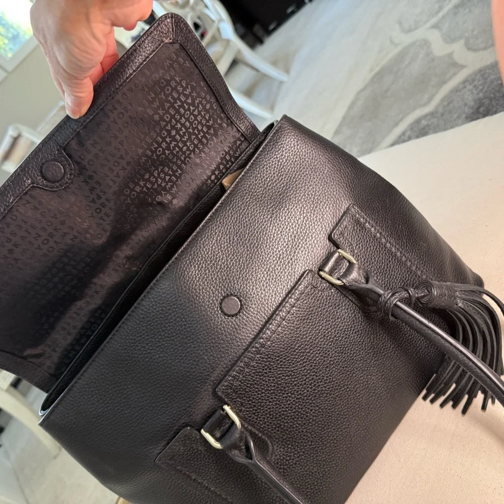 Kate Spade Black Pebbled Leather Satchel Tassel Top Handle Purse
